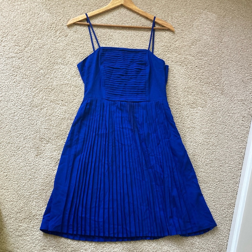 Pleated Blue Chiffon Dress